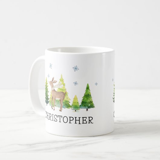 Gepersonaliseerde Kinder Kerst Schattigee Hot Coco Koffiemok (Voorkant links)