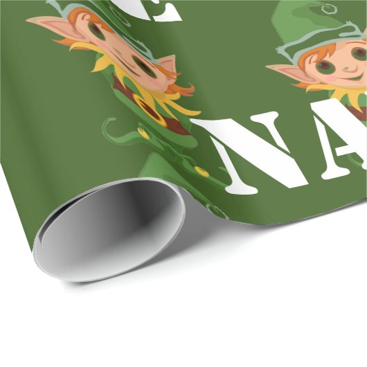 Gepersonaliseerde Kinder Kerstmis Elf Cadeaupapier (Rol Hoek)