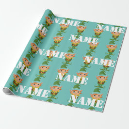 Gepersonaliseerde Kinder Kerstmis Elf Cadeaupapier