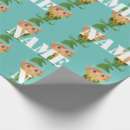 Gepersonaliseerde Kinder Kerstmis Elf Cadeaupapier