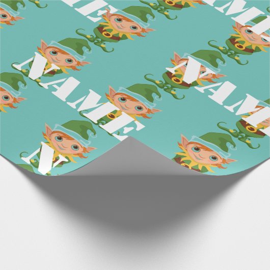 Gepersonaliseerde Kinder Kerstmis Elf Cadeaupapier (Hoek)