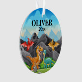 Gepersonaliseerde Kinder kerstversiering Dinosaur Ornament (voorkant)