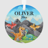 Gepersonaliseerde Kinder kerstversiering Dinosaur Ornament (achterkant)