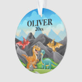 Gepersonaliseerde Kinder kerstversiering Dinosaur Ornament (voorkant)