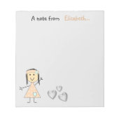 Gepersonaliseerde Kinder kleefmeisjes perziken Notitieblok (Voorkant)