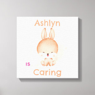 Gepersonaliseerde Kinder konijnenkunst   kinderdag Canvas Afdruk