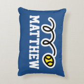 Gepersonaliseerde kinder kussen met schattig tenni (Achterkant (Verticaal))