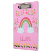 Gepersonaliseerde Kinder Leuke regenboog meisje ro Klembord (Links)