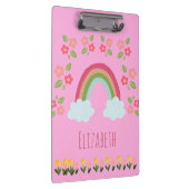 Gepersonaliseerde Kinder Leuke regenboog meisje ro Klembord (Rechts)