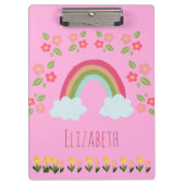 Gepersonaliseerde Kinder Leuke regenboog meisje ro Klembord (Voorkant)