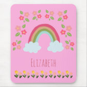 Gepersonaliseerde Kinder Leuke regenboog meisje ro Muismat (Voorkant)