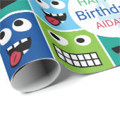 Gepersonaliseerde Kinder Monster Verjaardagsfeestj Cadeaupapier (Rol Hoek)