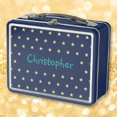 Gepersonaliseerde Kinder naam Gold Stars Boys Blue