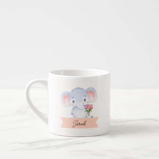 Gepersonaliseerde kinder olifant espresso kop (Links)