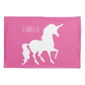 Gepersonaliseerde Kinder Paarse Roze Eenhoorn Silh Kussensloop (Achterkant)