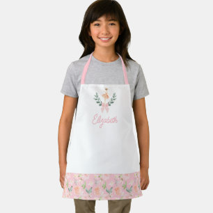 Gepersonaliseerde Kinder Pink Bow Ballerina School Schort