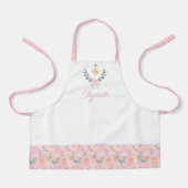 Gepersonaliseerde Kinder Pink Bow Ballerina School Schort (Voorkant)