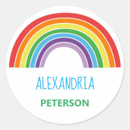 Gepersonaliseerde Kinder regenboog kleurig Ronde Sticker