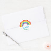 Gepersonaliseerde Kinder regenboog kleurig Ronde Sticker (Envelop)