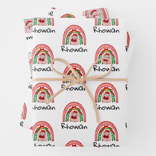 Gepersonaliseerde Kinder regenboogkerst Inpakpapier Vel (In situ)