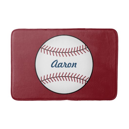 Gepersonaliseerde Kinder Rode Baseball Badkamer Ma Badmat (Voorkant)