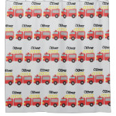 Gepersonaliseerde Kinder rode brandweerwagen Douchegordijn (Voorkant)