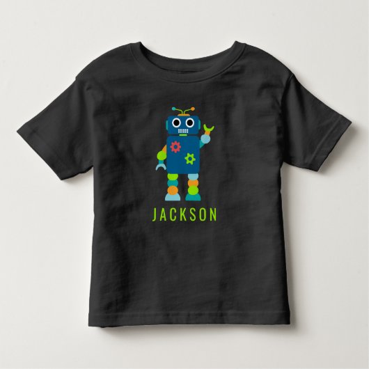 Gepersonaliseerde Kinder Schattige Robot Boys Blue Shirts (Voorkant)