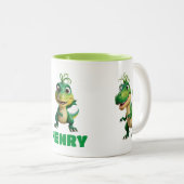 Gepersonaliseerde Kinder Schattigee Groene Anime D Tweekleurige Koffiemok (Voorkant rechts)