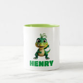 Gepersonaliseerde Kinder Schattigee Groene Anime D Tweekleurige Koffiemok (Center)