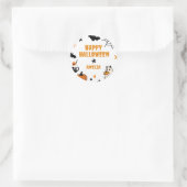 Gepersonaliseerde Kinder Schattigee Happy Hallowee Ronde Sticker (Tas)