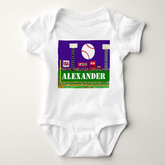 Gepersonaliseerde Kinder Sport Baby Gift Honkbal T Romper (Voorkant)