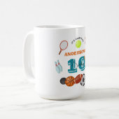 Gepersonaliseerde Kinder sportverjaardag Aangepast Koffiemok (Voorkant links)