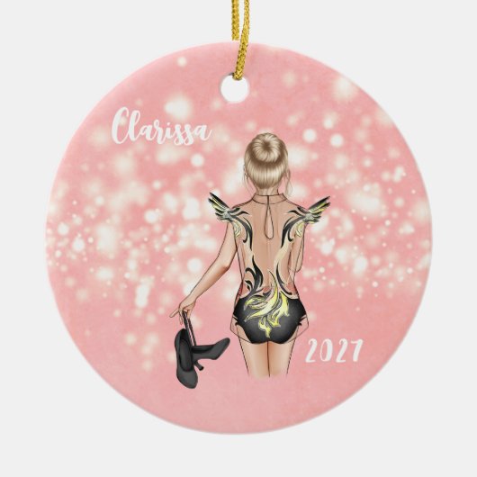 Gepersonaliseerde Kinder Tap Dancer Kerstversierin Keramisch Ornament (Voorkant)
