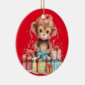 Gepersonaliseerde kinder tweede kerstversiering keramisch ornament (Rechts)