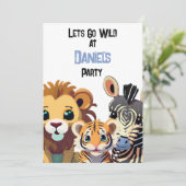 Gepersonaliseerde Kinder wilde dier partij Kaart (Staand voorkant)