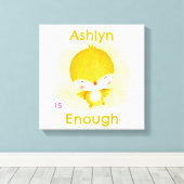 Gepersonaliseerde kinderbevestiging | Genoeg Gele  Canvas Afdruk (Insitu (Houten vloer))