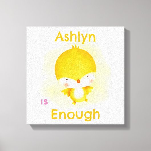Gepersonaliseerde kinderbevestiging | Genoeg Gele  Canvas Afdruk (Voorkant)