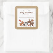 Gepersonaliseerde kinderboekenplank, bosdieren vierkante sticker (Tas)