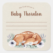 Gepersonaliseerde kinderboekenplank, bosherten vierkante sticker (Voorkant)