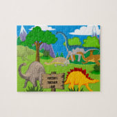 Gepersonaliseerde kinderdinosaurus legpuzzel (Horizontaal)