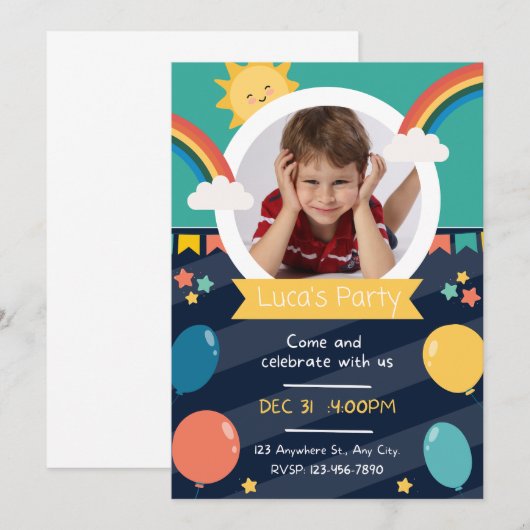 Gepersonaliseerde kinderen Birthday Kaart (Voorkant / Achterkant)