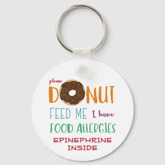 Gepersonaliseerde Kinderen Donut Feed Me Food Alle Sleutelhanger (Voorkant)