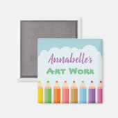 Gepersonaliseerde Kinderen kunstpotloden Magneet (Voorkant / Achterkant)