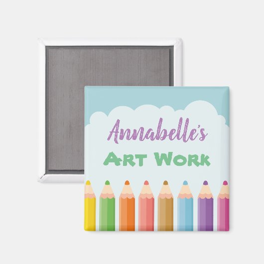 Gepersonaliseerde Kinderen kunstpotloden Magneet (Voorkant / Achterkant)