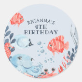 Gepersonaliseerde Kinderen onder het Zee Ronde Sticker (Voorkant)