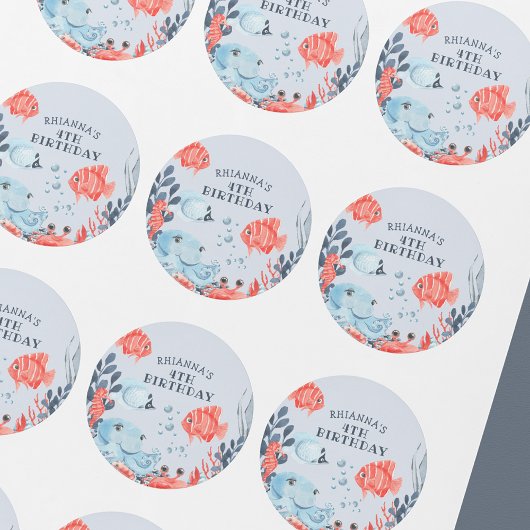 Gepersonaliseerde Kinderen onder het Zee Ronde Sticker