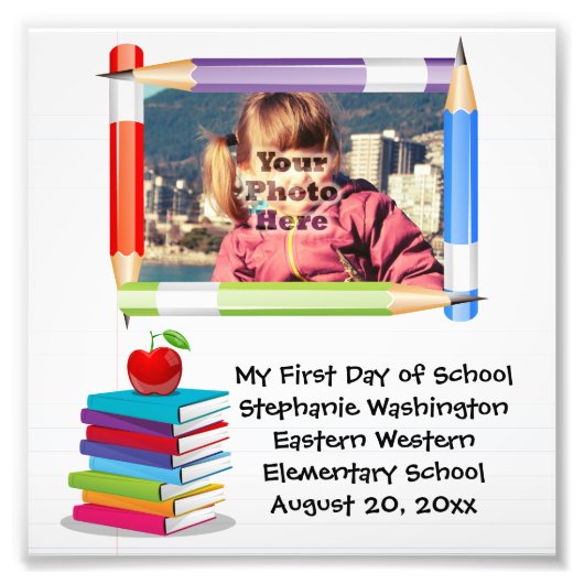 Gepersonaliseerde Kinderen School-foto Lijst voor Foto Afdruk (Voorkant)