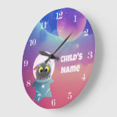 Gepersonaliseerde Kinderen Space Cat wandklok (Hoek)