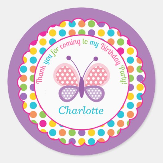 Gepersonaliseerde kinderen verjaardagsfeestje stic ronde sticker (Voorkant)