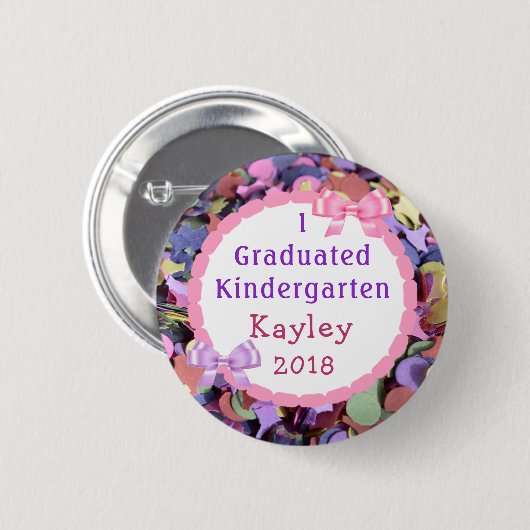 Gepersonaliseerde Kindergarten Afstuderen Confetti Ronde Button 5,7 Cm (Voorkant /achterkant)